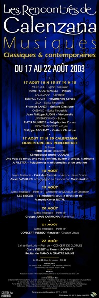 Affiches des Rencontres de Calenzana - Festival de musique classique